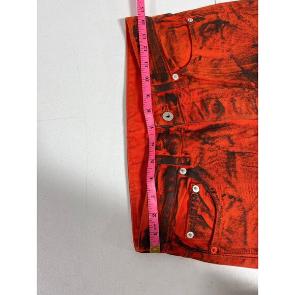 Heron Preston Orange Overdyed Spray Regular Jeans Women's 26 NWT - Picture 5 of 8